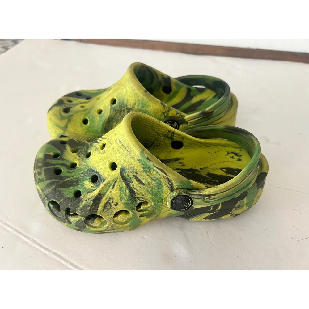 Kids Baya Crocs Clogs‎ Green Yellow Size 13 Slip On Shoes